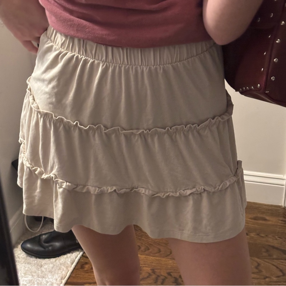 ASOS cream mini ruffle skirt